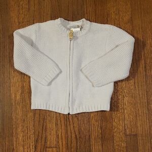 Barney New York White Knit Sweater with Zip Front